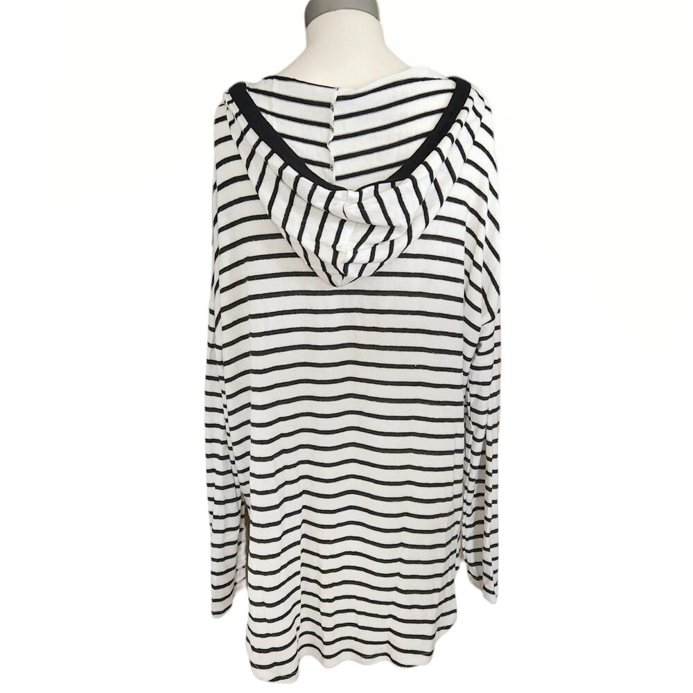FREE PEOPLE Movement super soft high low striped hoodie hooded knit top Sz S NEW - Picture 3 of 6